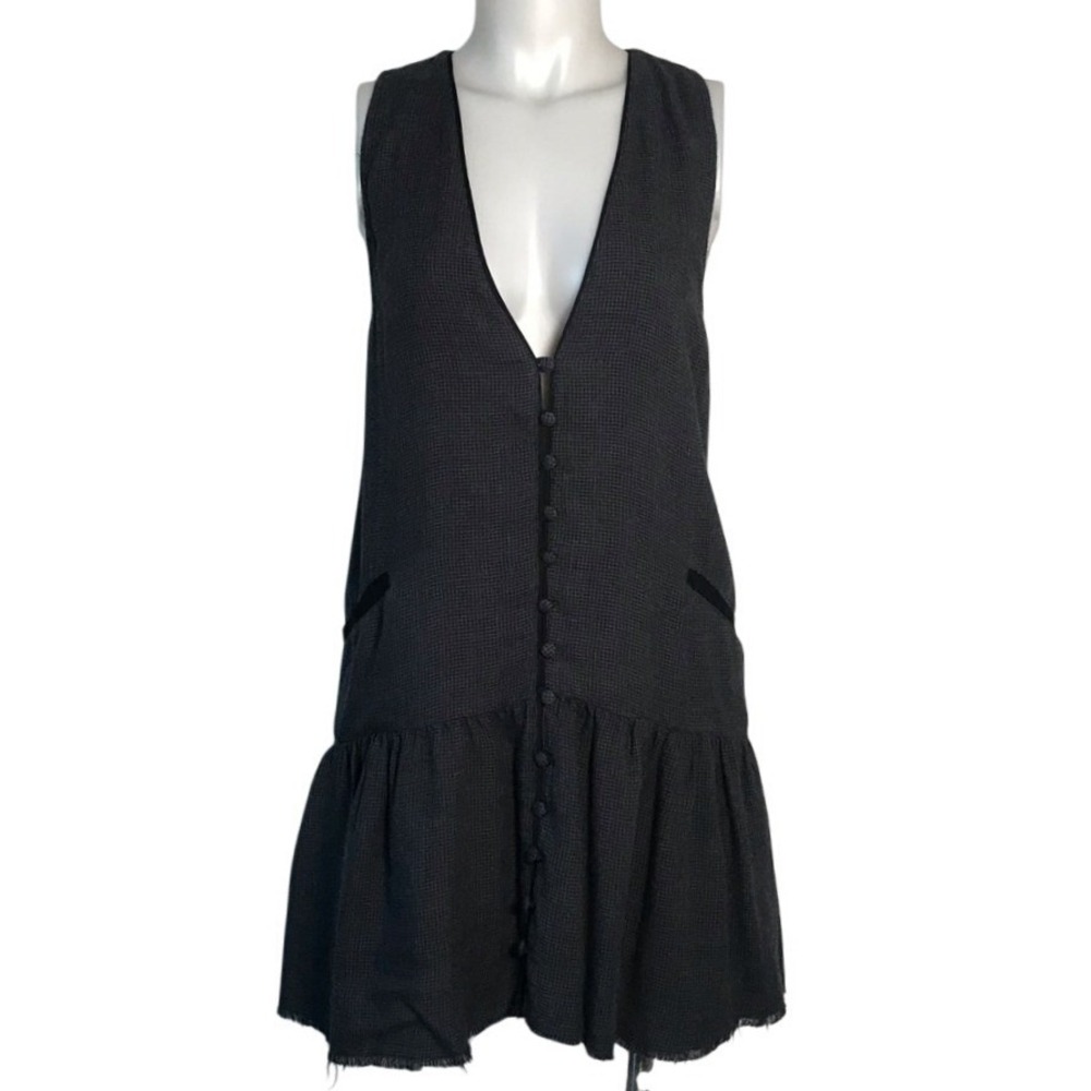 FREE PEOPLE DARK GREY SLEEVELESS DROP WAIST VEST